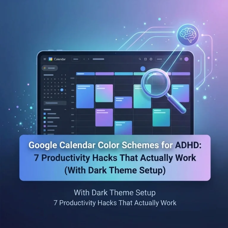 Google Calendar Color Schemes for ADHD: 7 Productivity Hacks That Actually Work (With Dark Theme Setup)
