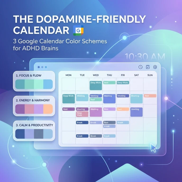 The Dopamine-Friendly Calendar: 3 Google Calendar Color Schemes for ADHD Brains