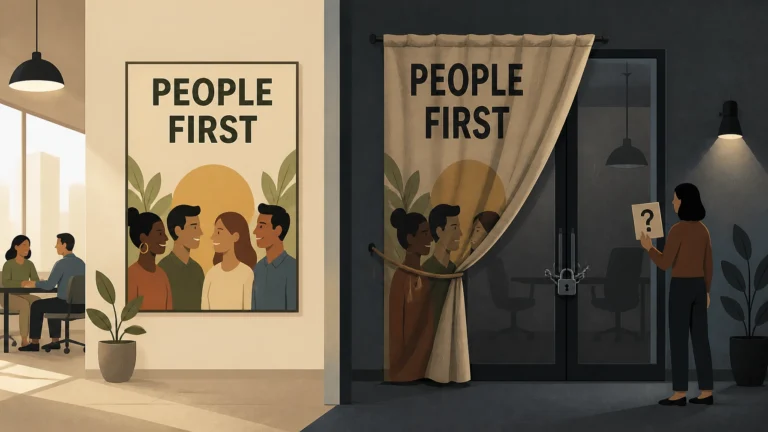 The Corporate Values Gap: When “People First” Means “Please Stop Asking Questions”